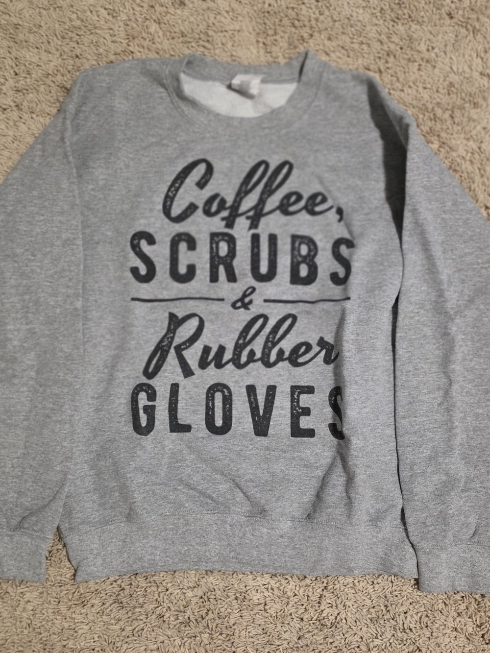 Gildan Gray Crewneck Sweatshirt with Black Text Graphic
